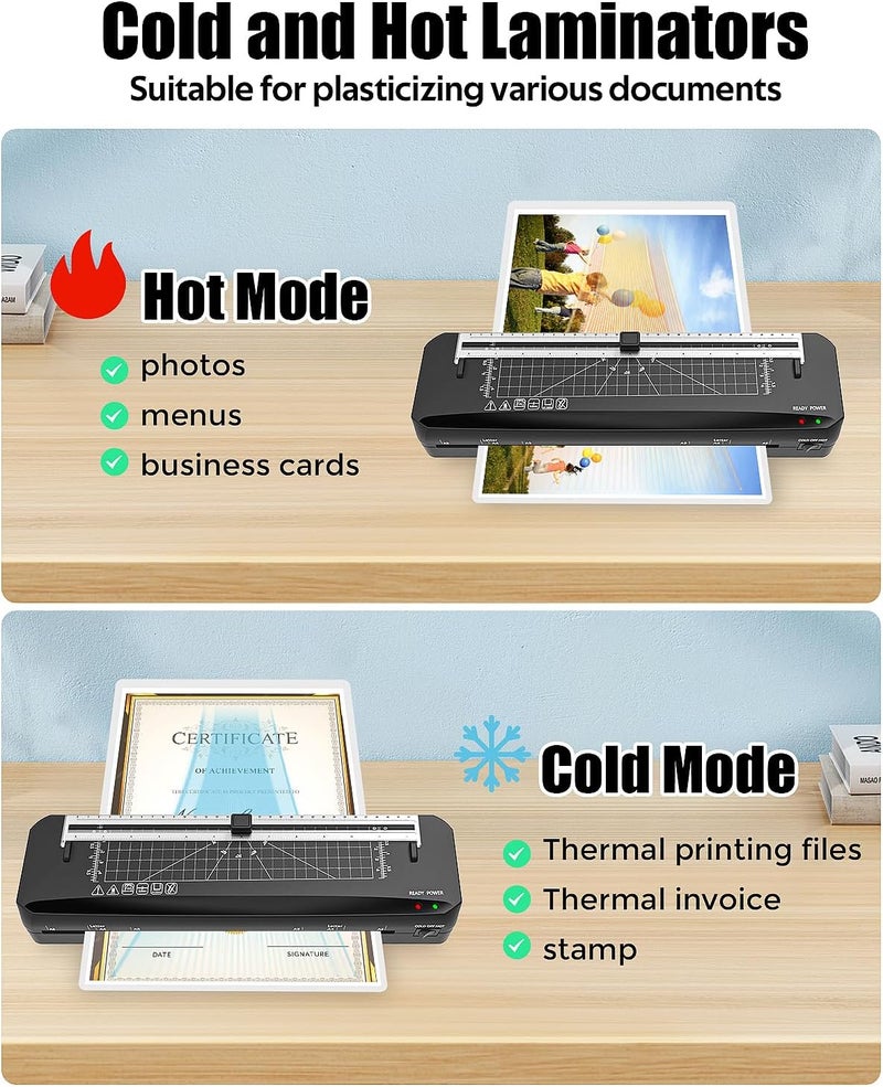 LADISHAN Laminator, A3 Laminator Machine with Built-in Trimmer, 70 Seconds Quick Warm-Up, Cold and Thermal Laminating with 50 Laminating Sheets, Portable Laminating Machine for Home School - Image 4